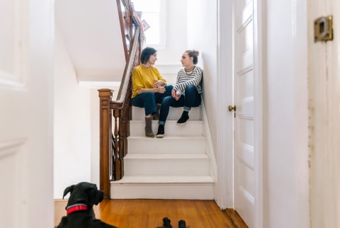 Mom and daughter talking about teen relationships