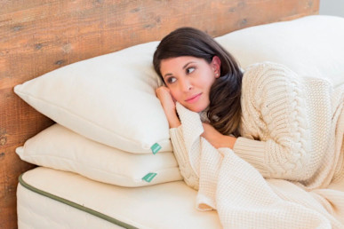 Avocado Green Pillow with woman lying