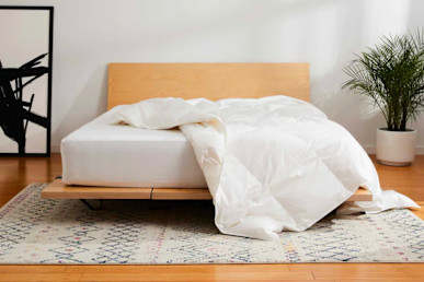 Brooklinen Down Comforter in bedroom