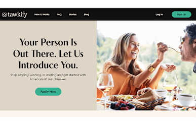 Tawkify Home Page Screenshot for sign-up