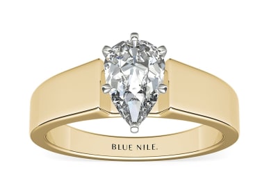 Blue Nile Wide Band Solitaire Engagement Ring In 18k Yellow Gold