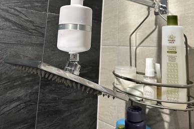 photo of installed berkey shower filter taken by tester