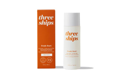 three ships fresh start resurfacing treatment bottle and product packaging