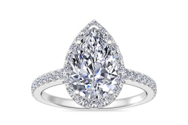 Blue Nile Pear Shaped Classic Halo Diamond Engagement Ring In 14k White Gold