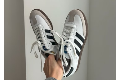 adidas sambas review held in air by tester