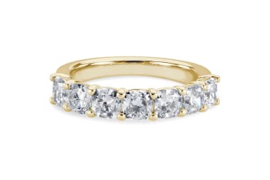 Blue Nile Seven Stone Cushion Lab Grown Diamond Ring In 14k Yellow Gold