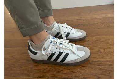 adidas sambas on feet worn by tester