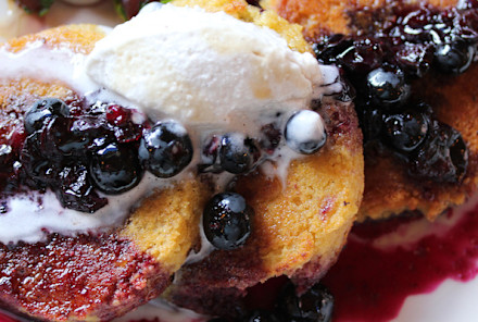 Lemon Johnnycakes With Blueberry Syrup (Vegan & Gluten-Free!)