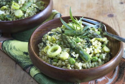 An Easy Leek, Asparagus + Kale Risotto
