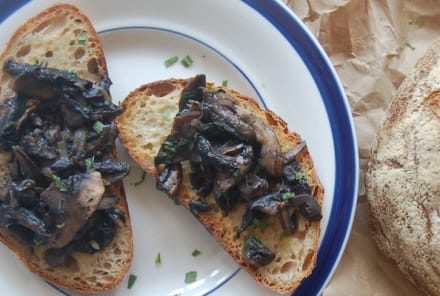 Vegan Recipe: Creamed Tarragon Mushrooms On Crusty Baguette