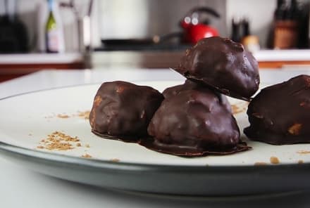 Gluten-Free Chocolate Coated Peanut Butter Protein Balls