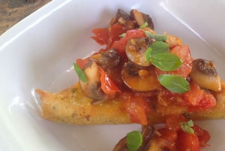 Polenta With Sautéed Mushrooms & Tomatoes (GF Or Vegan!)