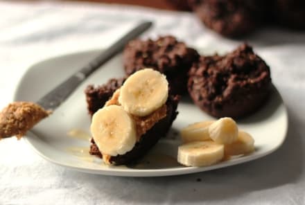 Chocolate Peanut Butter Muffins Sweetened Only With Honey + Bananas