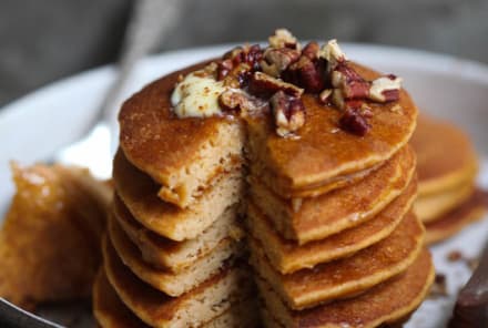 The Ultimate Fall Breakfast: Sweet Potato Spice Protein Pancakes
