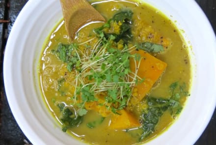 Pumpkin-Lentil Soup With A Maca Boost