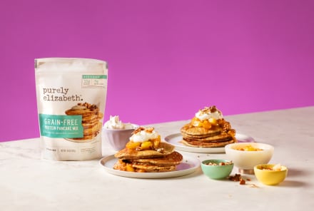 Purely Perfection: Grain-Free Protein Pancakes With Peach Ginger "Cobbler" Compote