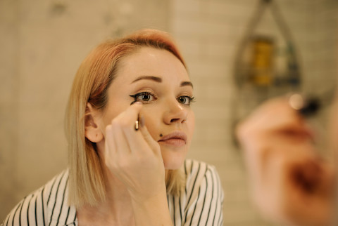 Girl In Bathroom Doing Make Up