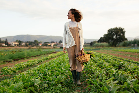 Woman on a farm in the field