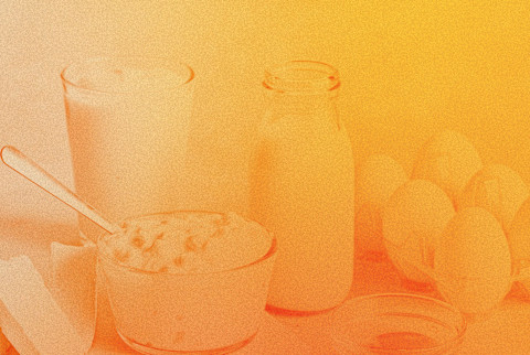 dairy and eggs on table with overlay dairy and eggs on table with overlay