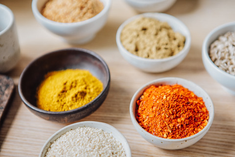 Variety of Spices in Small Bowls Variety of Spices in Small Bowls