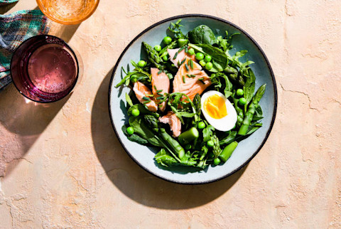healthy meal with salmon and greens healthy meal with salmon and greens