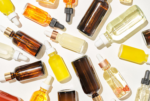 An array of serums on a white background An array of serums on a white background