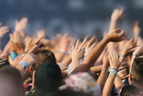 Crowd cheering at a live concert