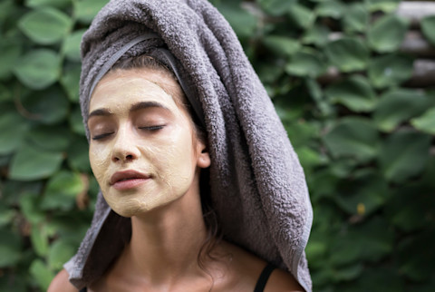 woman with face mask on woman with face mask on
