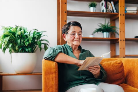 older woman reading