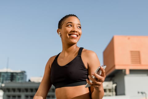 woman in sports bra