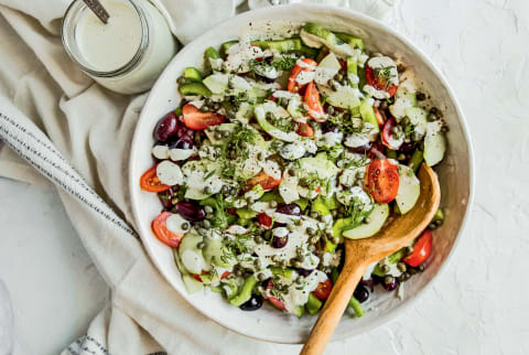 Greek Salad With Cashew Tzatziki