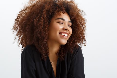 Studio Portrait Black Woman Laughing