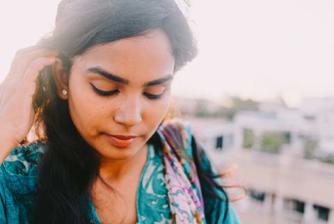 Portrait of a Thoughtful Young Woman