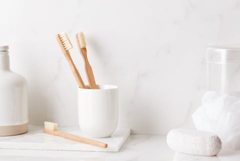 Toothbrush on Bathroom Counter