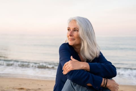older woman on beach