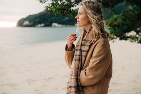 woman outdoors thinking