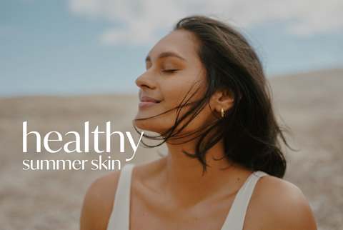 Healthy Summer Skin: Woman outside soaking up the sun Healthy Summer Skin: Woman outside soaking up the sun