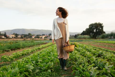 Woman on a farm in the field