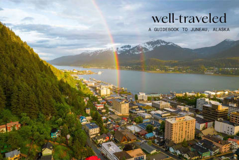 rainbow over city of juneau Aslaska 