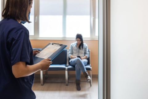 Woman waiting for a doctor