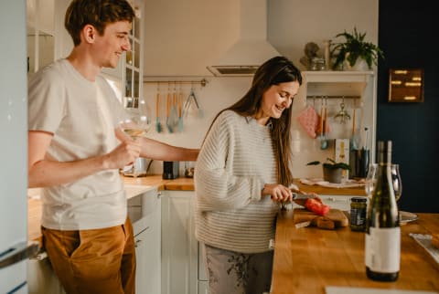 Couple Cooking Dinner Together