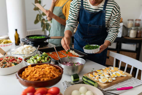 Woman cooking dinner