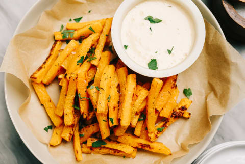 Garnished French Fries with Aioli Dipping Sauce