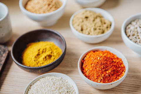 Variety of Spices in Small Bowls