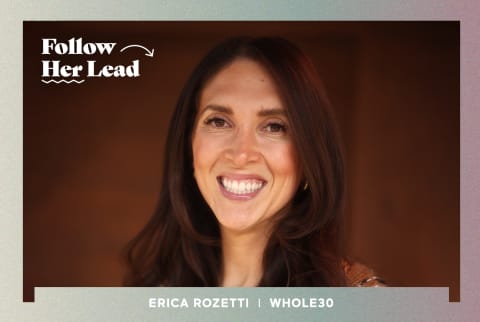 Smiling woman with brown hair caption Erica Rozetti Whole30