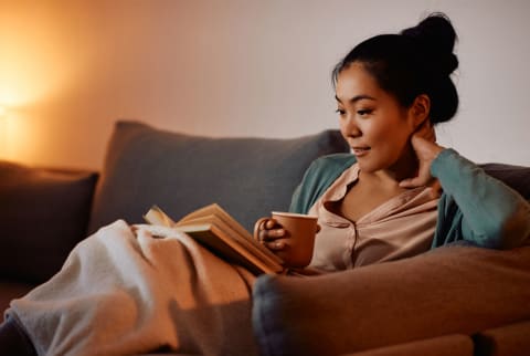 woman drinking tea before bed