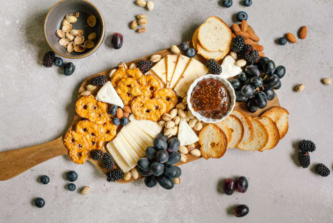 Cheese Board with Fresh Fruits and Nuts