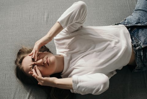 Tired Woman Rubbing Closed Eyes Tired Woman Rubbing Closed Eyes
