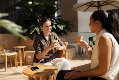 mind matters: two people talking and having coffee mind matters: two people talking and having coffee