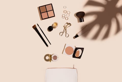 makeup bag with makeup products makeup bag with makeup products